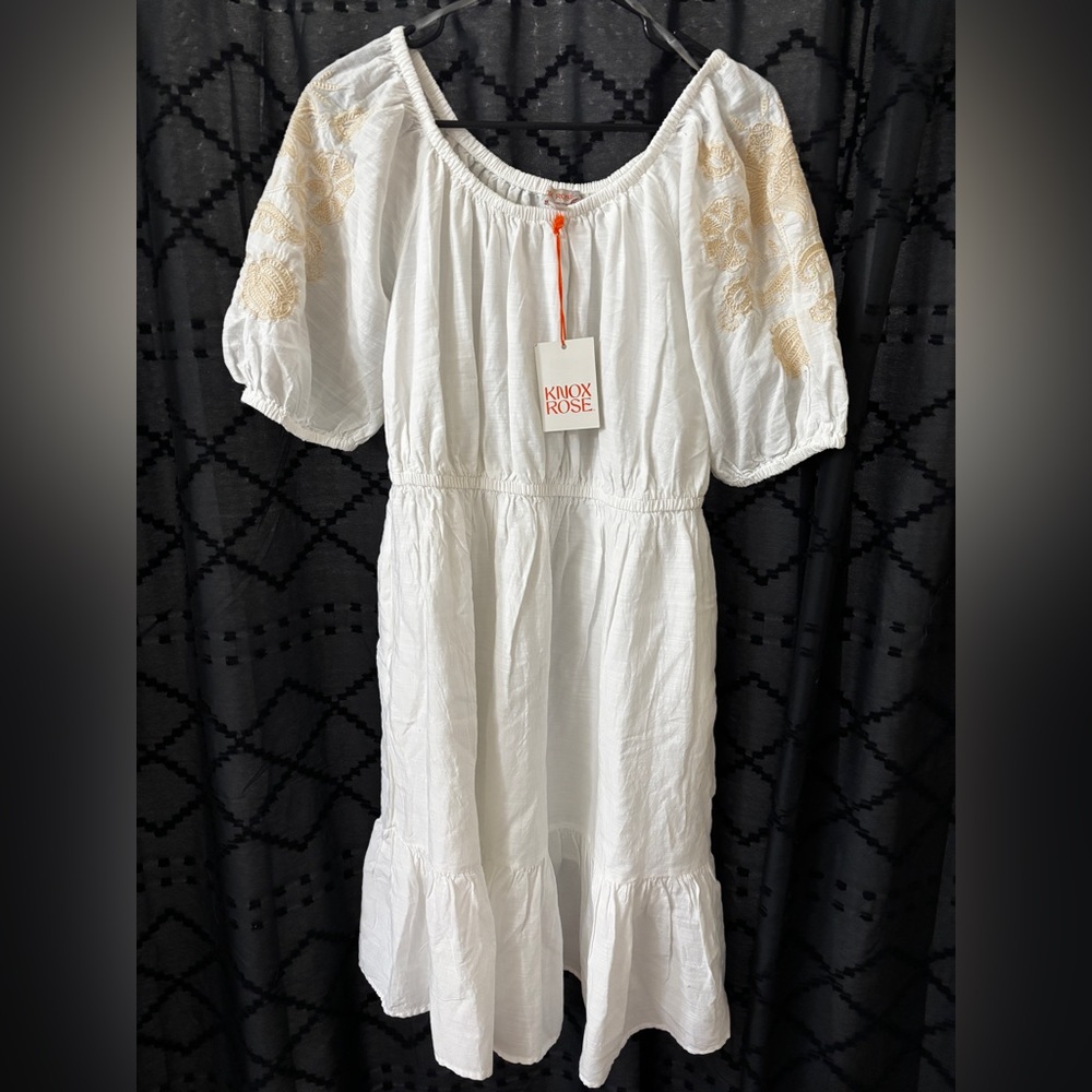 NWT Knox Rose Boho Puff Sleeve Linen Dress